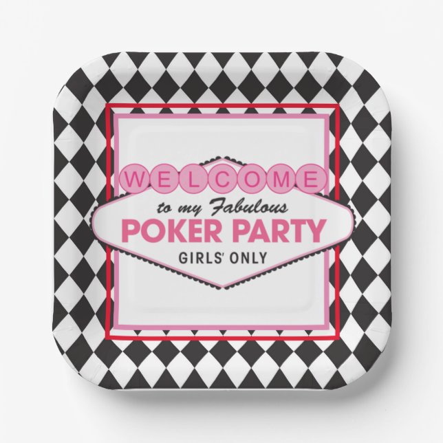 Girls Poker Card Party Paper Plates (Front)
