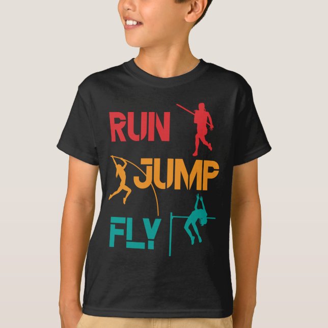 Girls Pole Vaulting Running Jumping T-Shirt (Front)