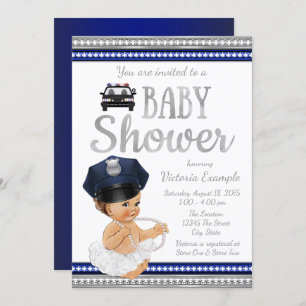 Girls Police Baby Shower Invitations