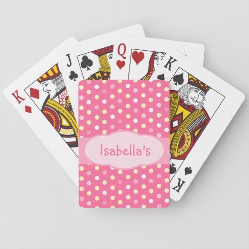 Girls polka dot named playing cards