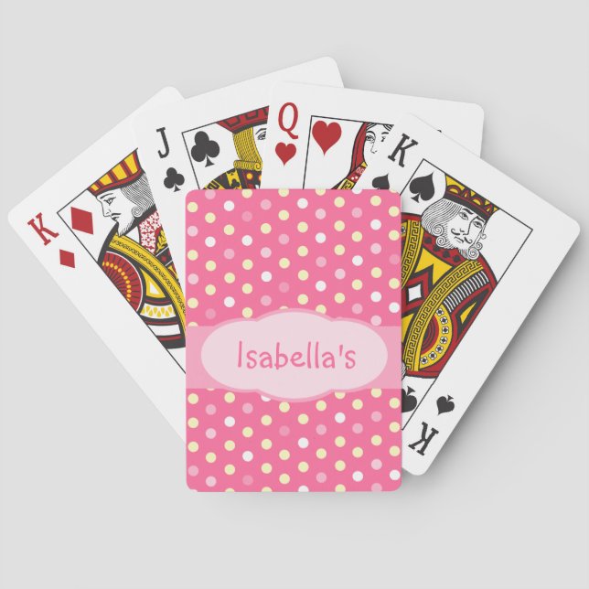 Girl's polka dot named playing cards (Back)