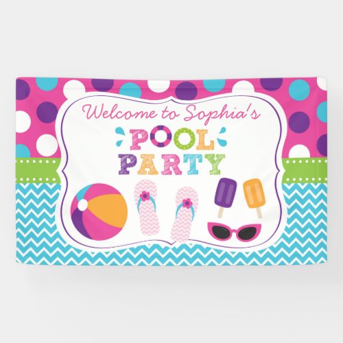 Girls Pool Party Birthday Banner