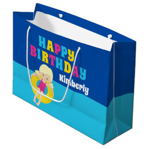 Girls Pool Party Birthday Cute Custom Large Gift Bag