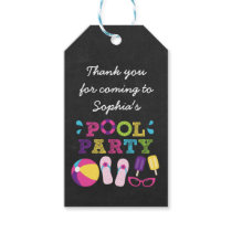 Girls Pool Party Chalkboard Party Favor Gift Tags