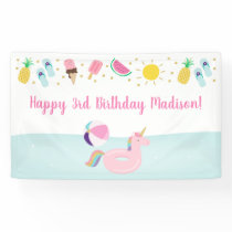 Girls Pool Party Ice Cream Sunshine Birthday Banner