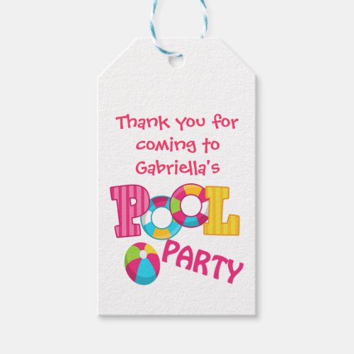 Girls Pool Party Personalized Gift Tags