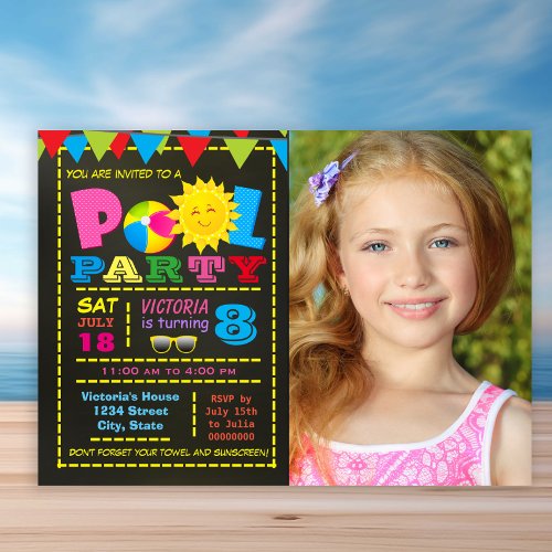 Girls Pool Party Pool Birthday Party Invitation