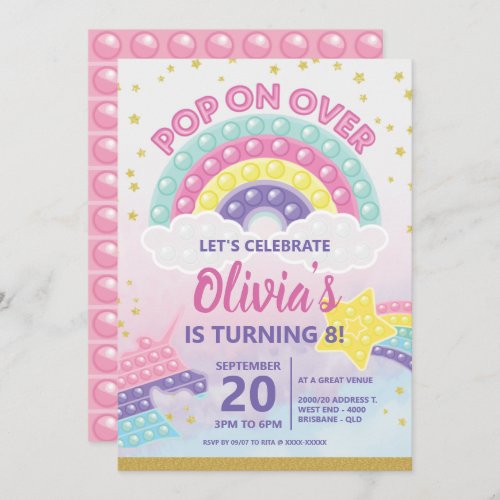 Girls Pop It Fidget Birthday Party Invitation