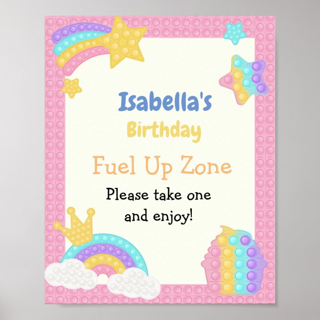 Girl's Pop It Fidget Birthday  Poster (Front)