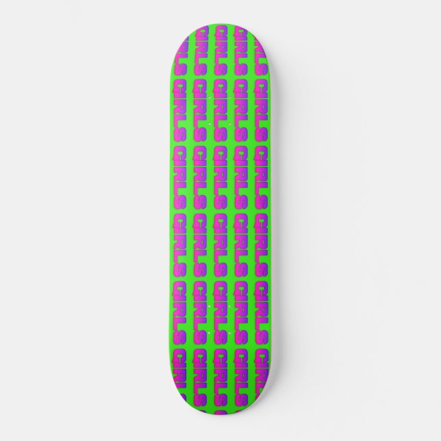 Girls Pre-Built Complete Neon Green Skateboard (Front)