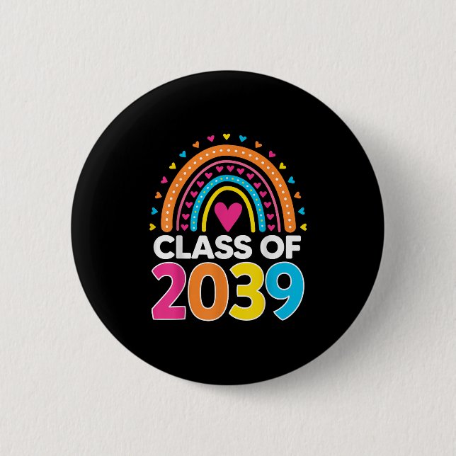 Girls Pre-k Cl Of 20 First Day School Rainbow  Button (Front)
