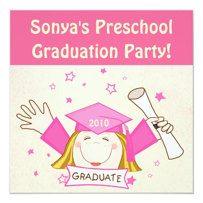 girls preschool kindergarten graduation party card zazzle