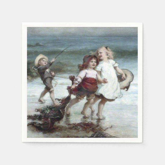 Girls Pretending to be Horses on the Beach Napkins (Front)
