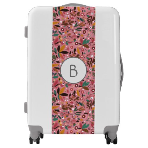 Girls Pretty Pink Abstract Botanical Pattern Luggage