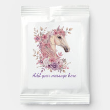 Girls Pretty Ponies Pastel Floral Horse
