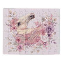 Girls Pretty Ponies Pastel Floral Horse