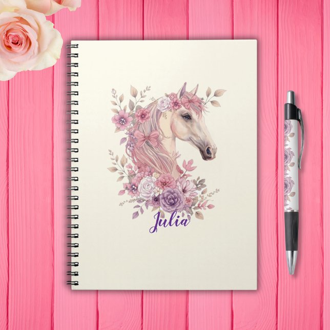 Girls Pretty Ponies Pastel Floral Horse Notebook (Creator Uploaded)