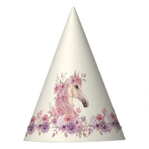 Girls Pretty Ponies Pastel Floral Horse Party Hat
