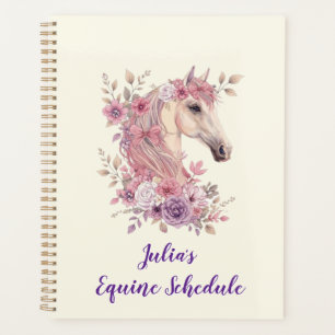 Girls Pretty Ponies Pastel Floral Horse Planner