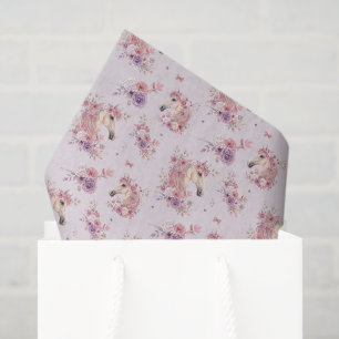 Girls Pretty Ponies Pastel Floral Horse Tissue Paper