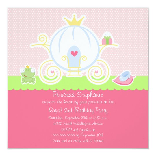 Girl's princess birthday party carriage invitation | Zazzle.com