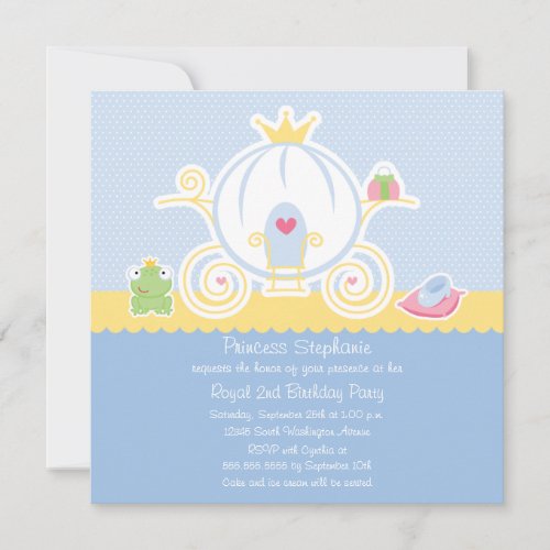 Girl's princess birthday party carriage invitation