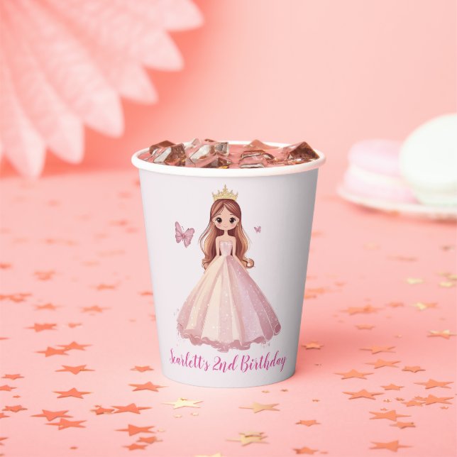 Girls Princess Birthday Party Personalized  Paper Cups (Insitu)