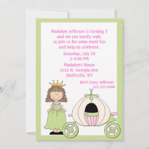 Girl's Princess & Coach Birthday Party Invitation