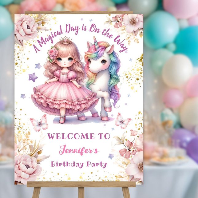 Girls Princess Unicorn Birthday Party Foam Board (Creator Uploaded)