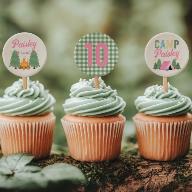 Girl's Printed Camping Cupcake Toppers (Creator Uploaded)