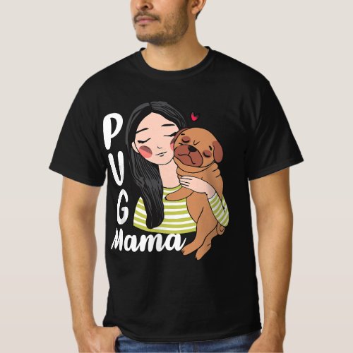 Girls Pug Mama Womens Dog Face Best Dog Mom Ever T_Shirt