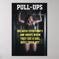 Girls Pull-Ups Workout Motivational Gym Quote Poster