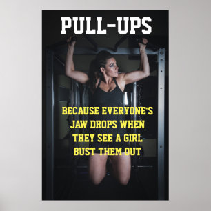 Girls Pull-Ups Workout Motivational Gym Quote Poster
