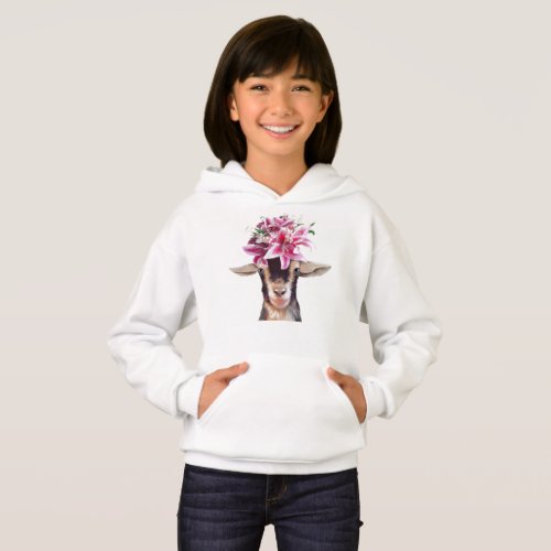 Girls Pullover Hoodie Lilly the Goat