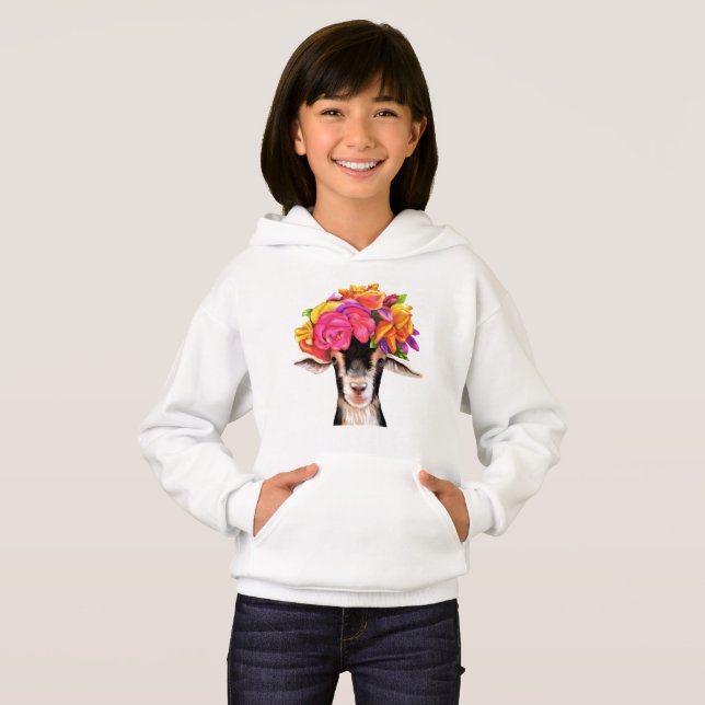 Girls Pullover Hoodie Posey the Goat (Front Full)