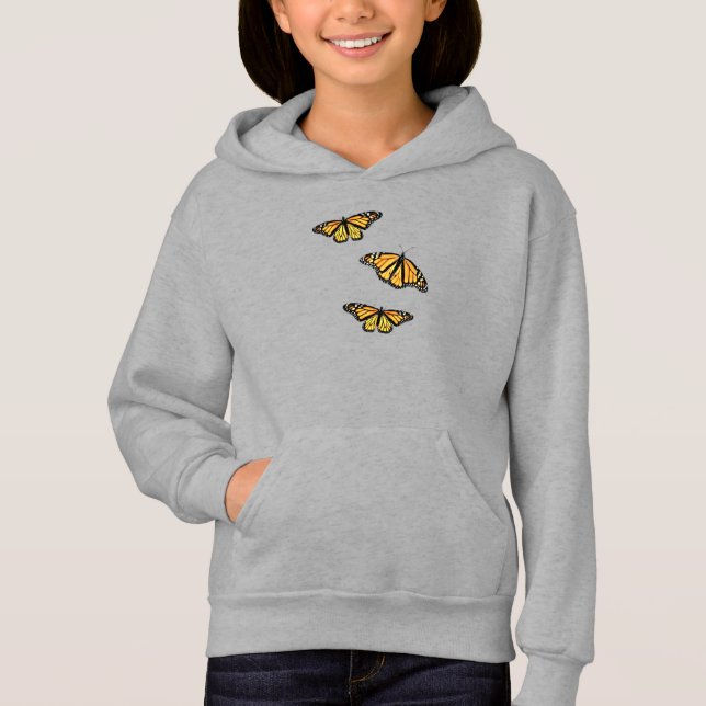Girls Pullover Hoodie Three Monarchs (Front)
