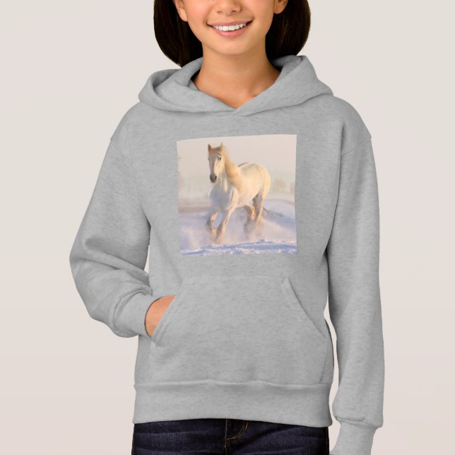 Girl's Pullover Hoodie with Horse (Front)