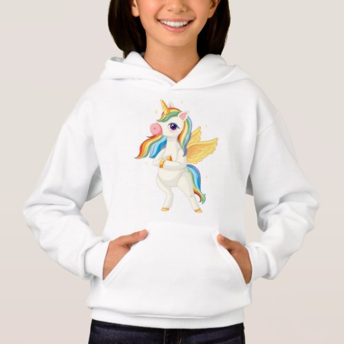Girls Pullover Hoodie With unicorn Image 
