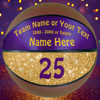 Girls Purple and Gold Personalized Basketball