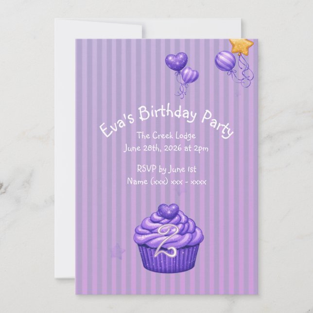 Girls Purple Birthday Invitation (Front)