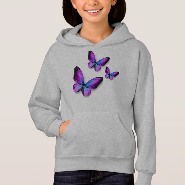 Girls Purple Butterfly Hoodies (Front)