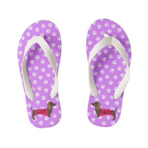 Girls Purple Dachshund Flip Flops
