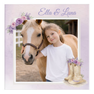 Girls Purple Floral Horse Acrylic Print
