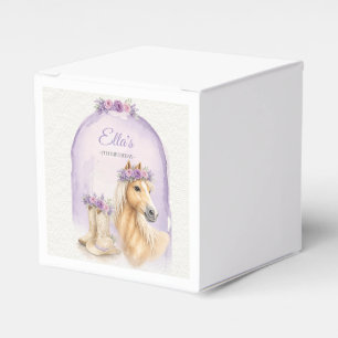 Girls Purple Floral Horse Birthday Favor Boxes