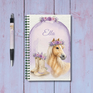 Girls Purple Floral Horse Notebook