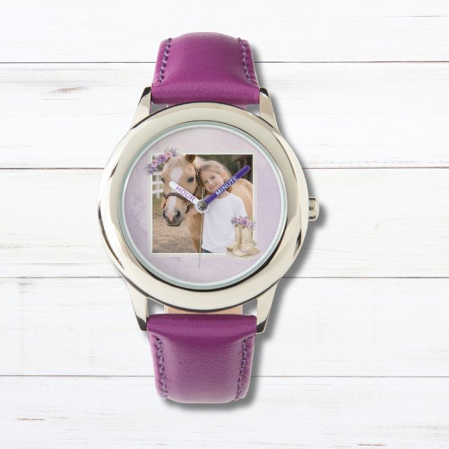 Girls Purple Floral Horse Watch (Creator Uploaded)