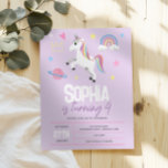 Girls Purple Girly Unicorn Kids 4th Birthday Invitation<br><div class="desc">This cute and girly kids 4th birthday invitation design features a magical unicorn, with a rainbow, princess crown, planet, heart and stars, and can be personalized with all the information you need for your child's fifth party in a whimsical typography. The perfect purple unicorn design for your little one's birthday,...</div>
