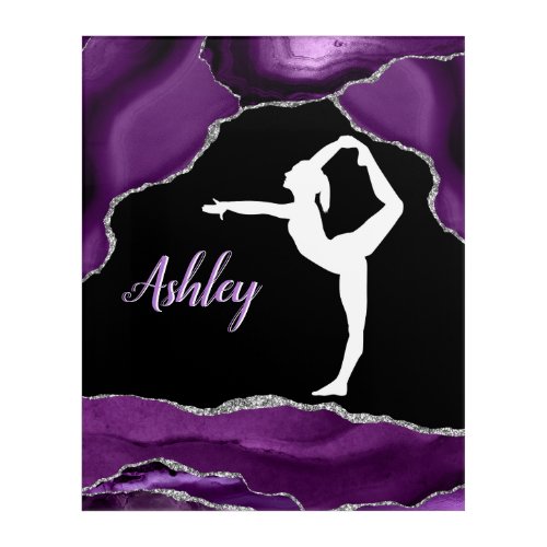 Girls Purple Glitter Gymnastics Dance or Cheer   Acrylic Print