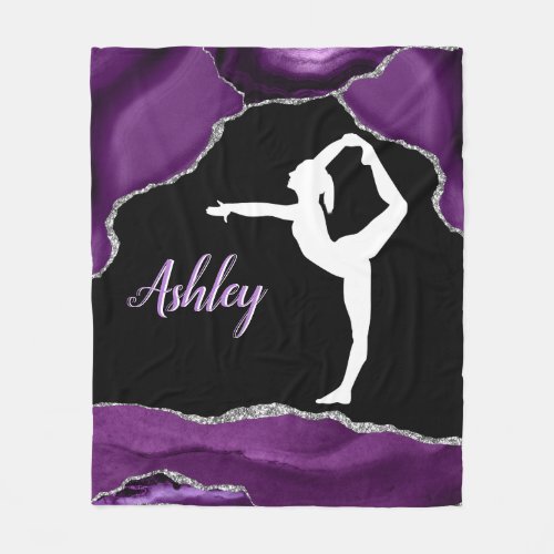 Girls Purple Glitter Gymnastics Dance or Cheer   Fleece Blanket