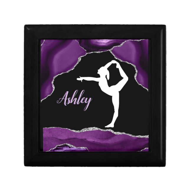 Girls Purple Glitter Gymnastics Dance or Cheer   Gift Box (Front)